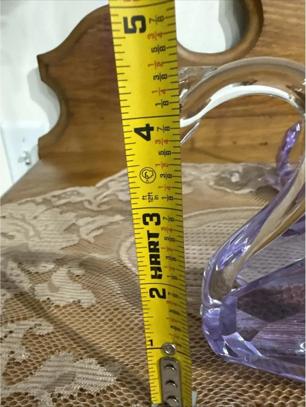 Pair Large Diamond Cut Purple Crystal Swan Figurines Paperweight Statue 5” Rare - Picture 15 of 15